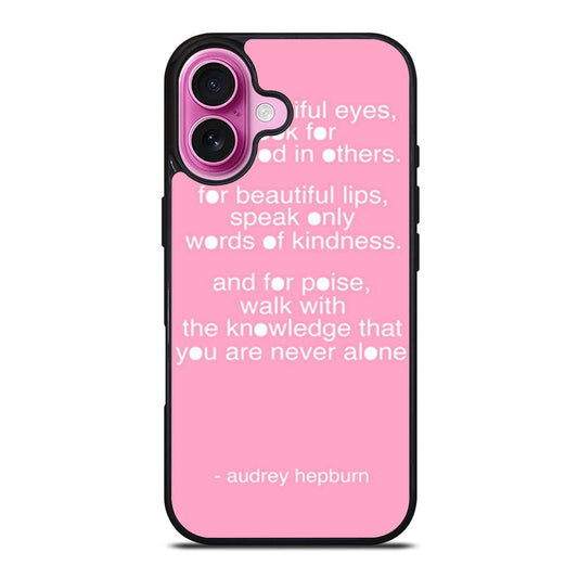 Audrey Hepburn Quote Pink Eye iPhone Case Cover