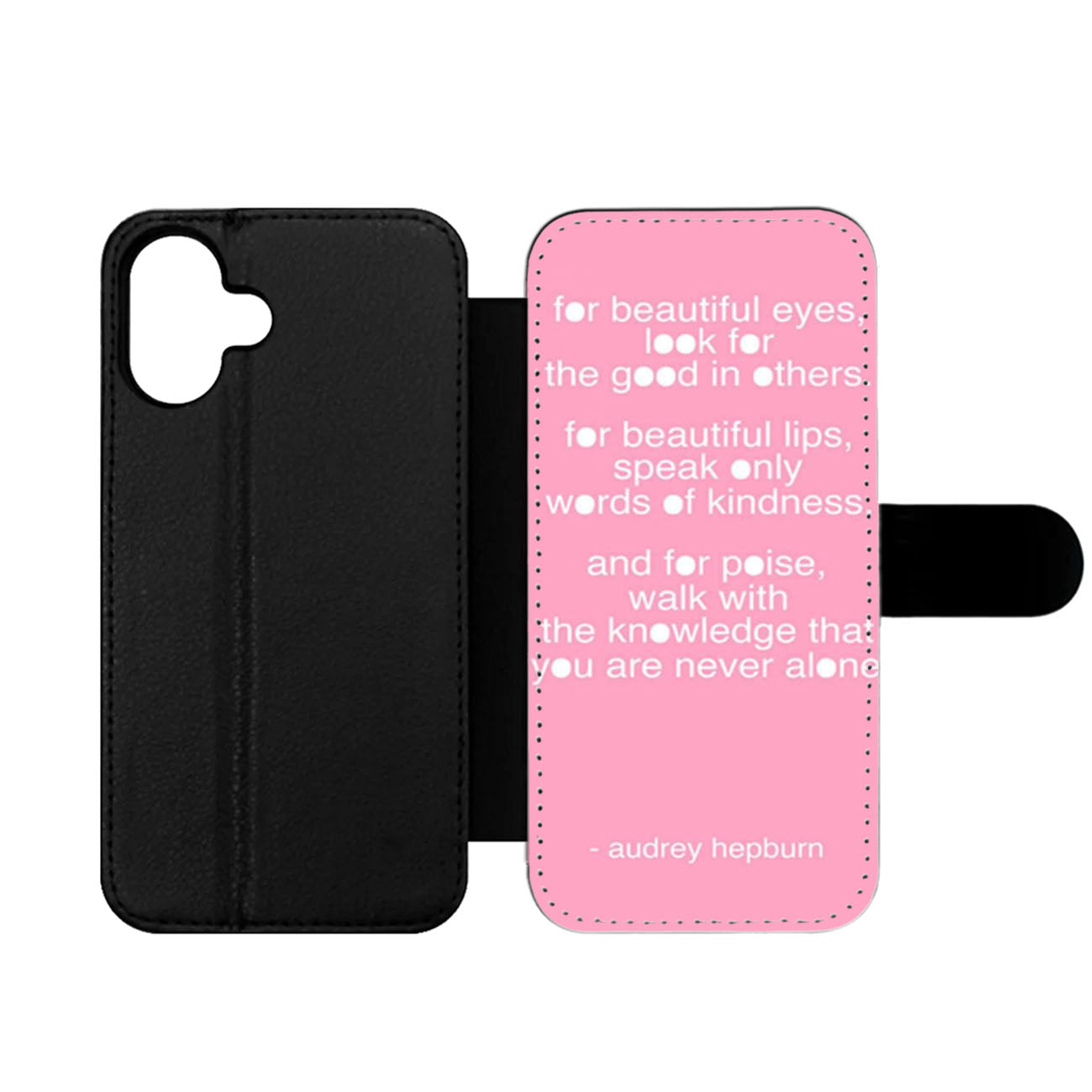 Audrey Hepburn Quote Pink Eye Wallet iPhone Case