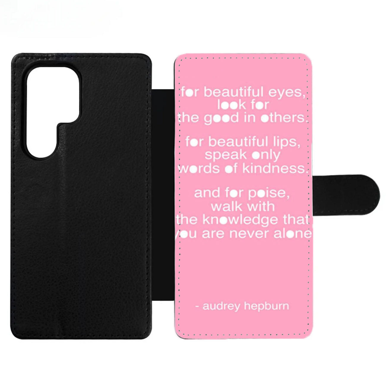 Audrey Hepburn Quote Pink Eye Wallet Samsung Case