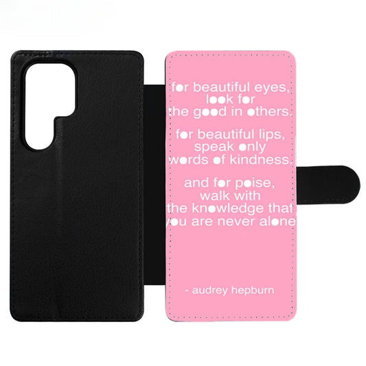 Audrey Hepburn Quote Pink Eye Wallet Samsung Case