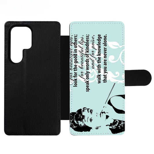 Audrey Hepburn Quoter Beautiful Eyes Wallet Samsung Case