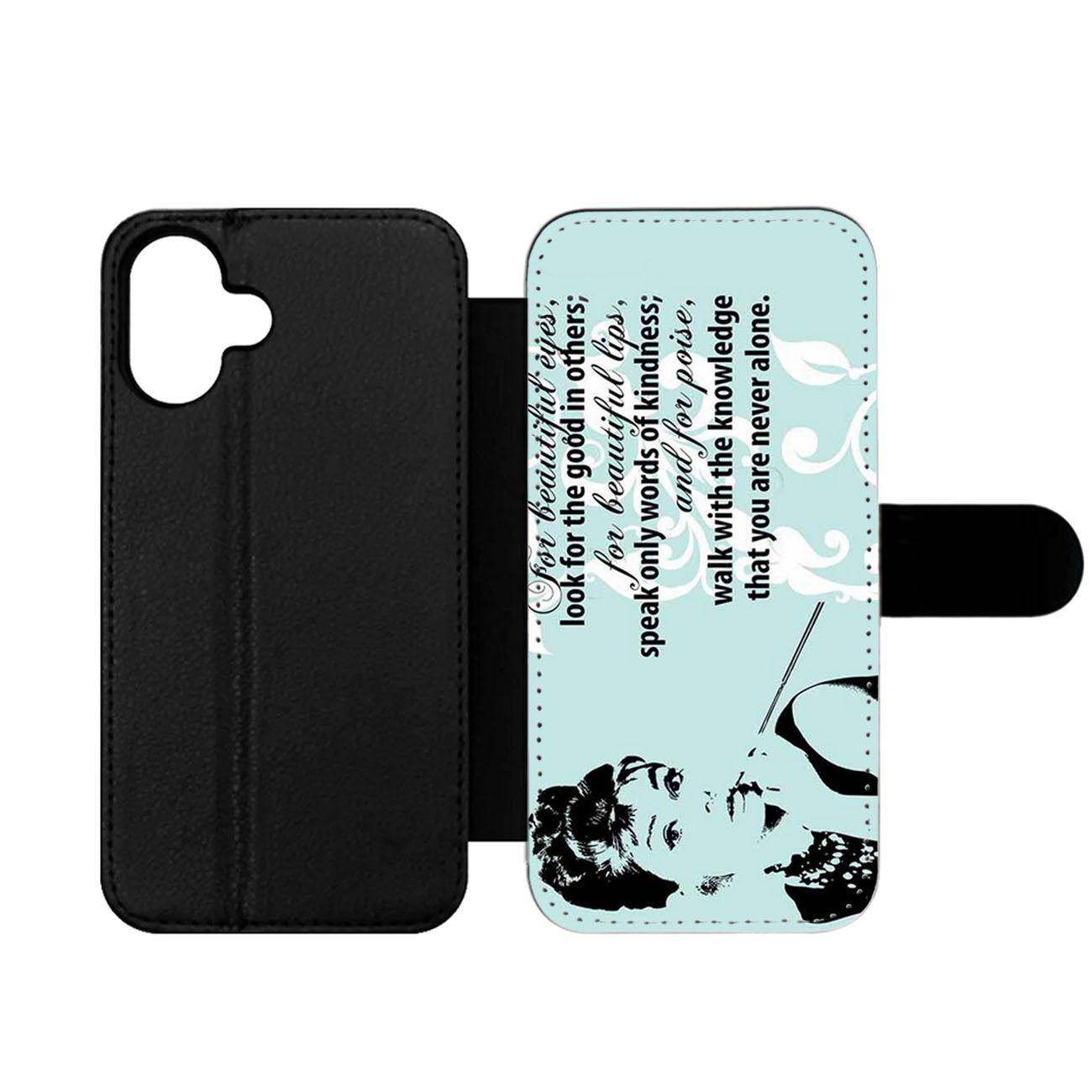 Audrey Hepburn Quoter Beautiful Eyes Wallet iPhone Case