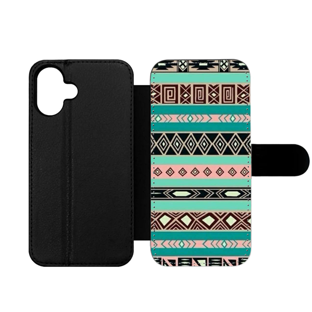 Aztec Blue Tribal Pattern Wallet iPhone Case