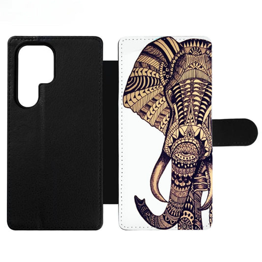 Aztec Elephant Tribal Ornate Wallet Samsung Case