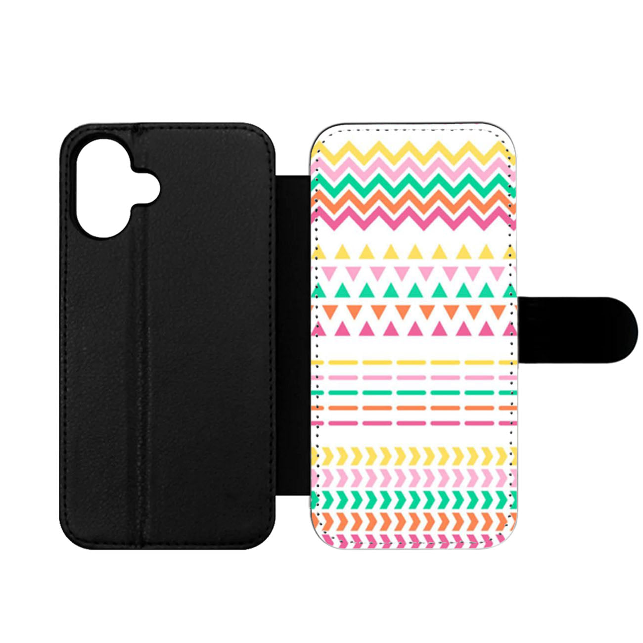 Aztec Geometric Tribal Pink Orange White Wallet iPhone Case