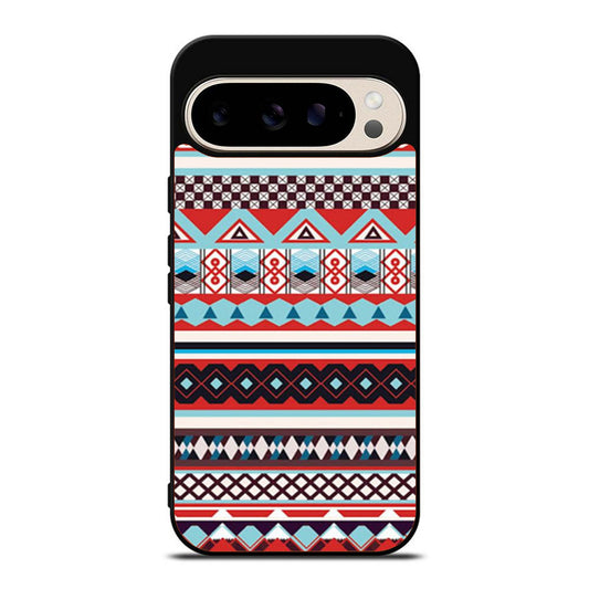 Aztec Tribal Geometric Pattern Blue Google Pixel 9 Pro Case