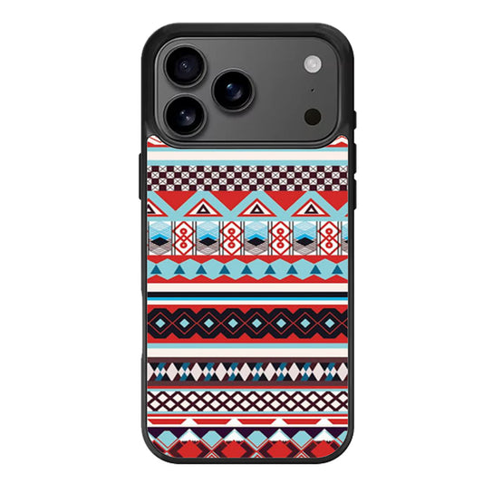 Aztec Tribal Geometric Pattern Blue iPhone 17 Pro Max Case
