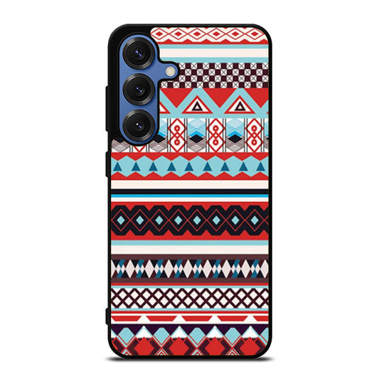 Aztec Tribal Geometric Pattern Blue Samsung S25 Ultra Case