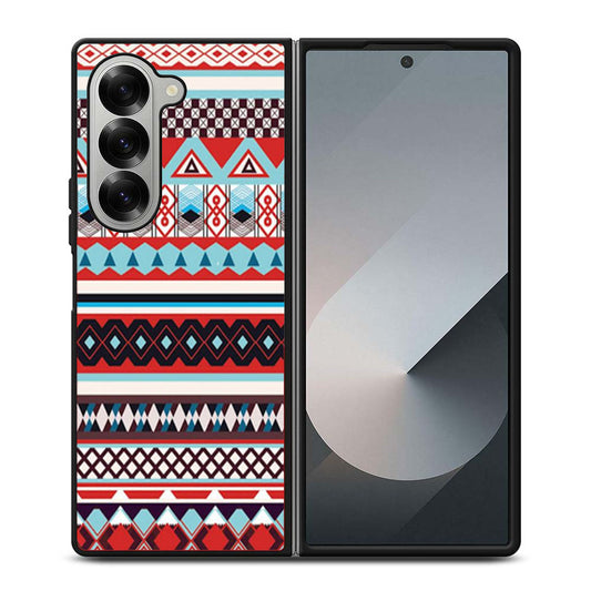 Aztec Tribal Geometric Pattern Blue Samsung Z Fold 6 Case