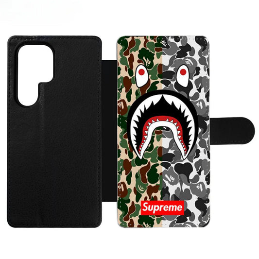 BAPE SHARK SUPREME CAMO TWO Wallet Samsung Case
