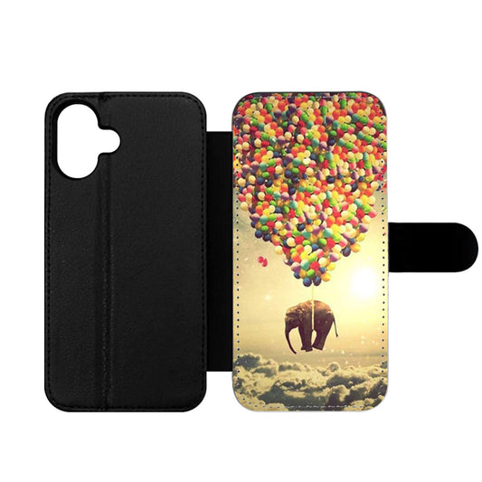 Balloon Flying Elephant Wallet iPhone Case