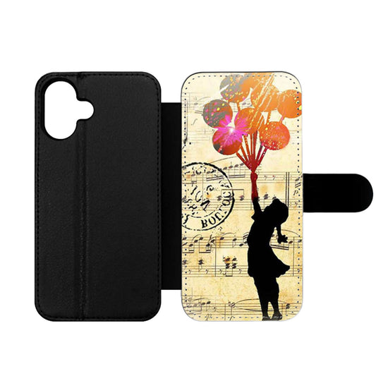 Banksy Balloon Girl Music Sheet Wallet iPhone Case