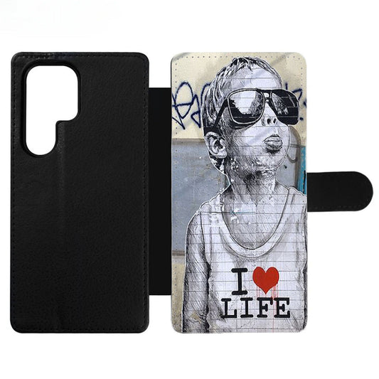 Banksy I Love Life Wallet Samsung Case
