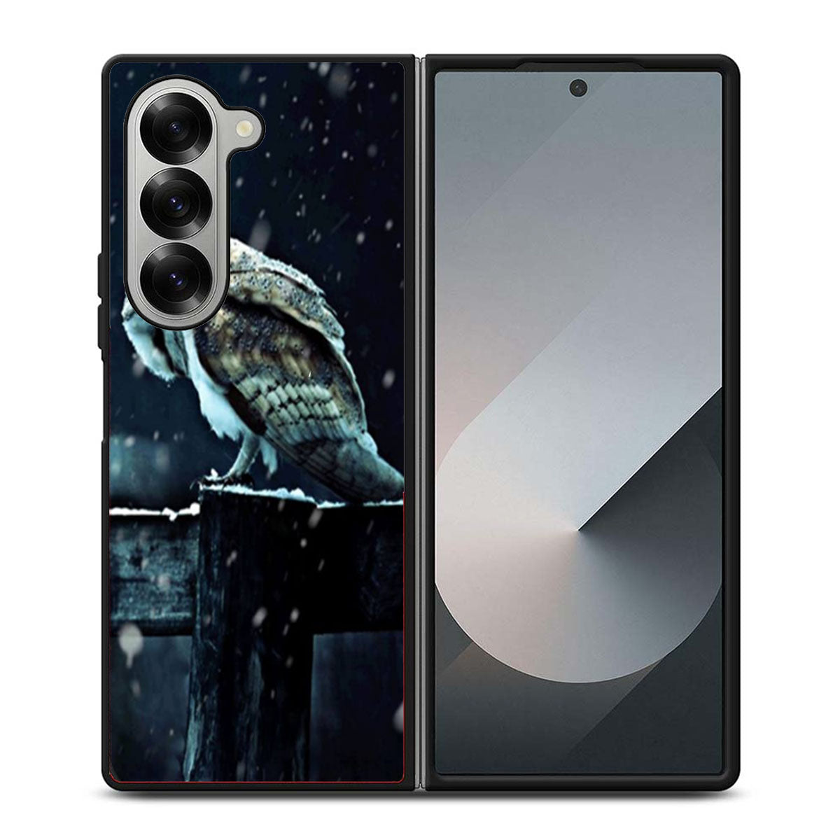 Barn Owl Tyto Alba in Snow Samsung Z Fold 6 Case