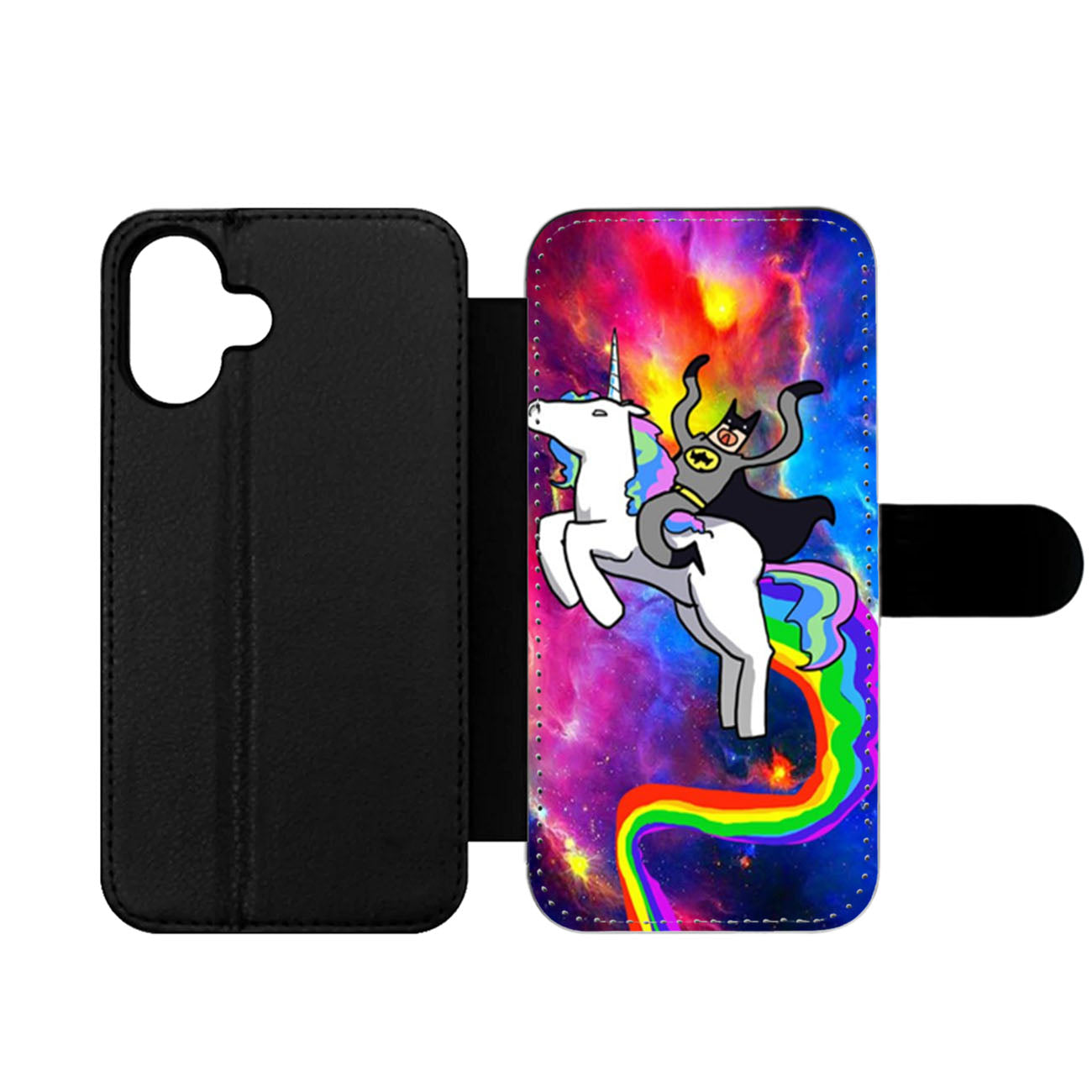 Batman Riding Unicorn Wallet iPhone Case