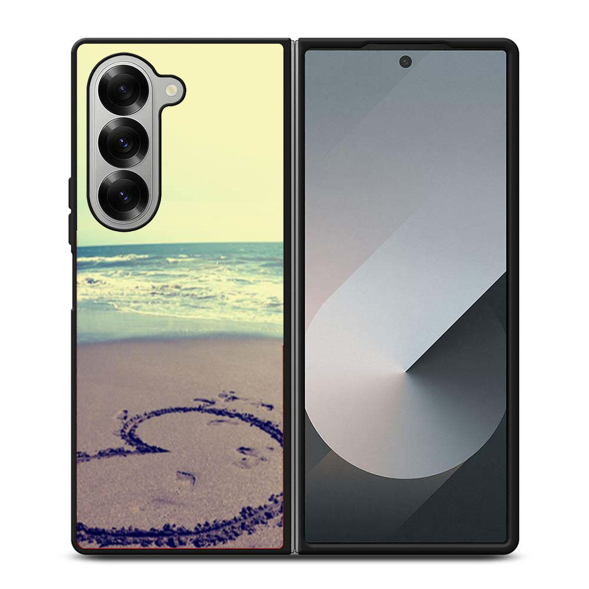 Beach Sand Heart Drawing Samsung Z Fold 6 Case
