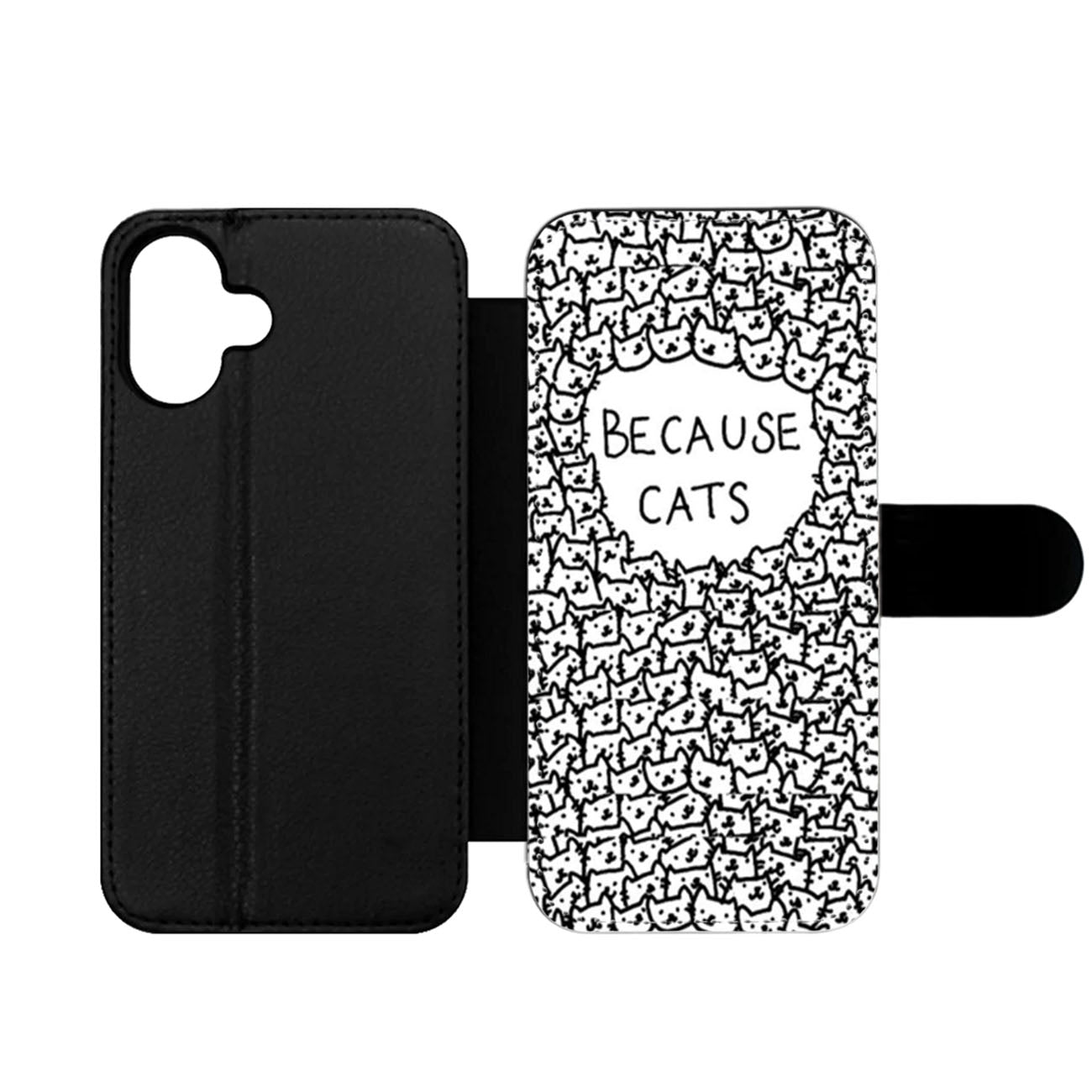 Because Cats Black and White Wallet iPhone Case