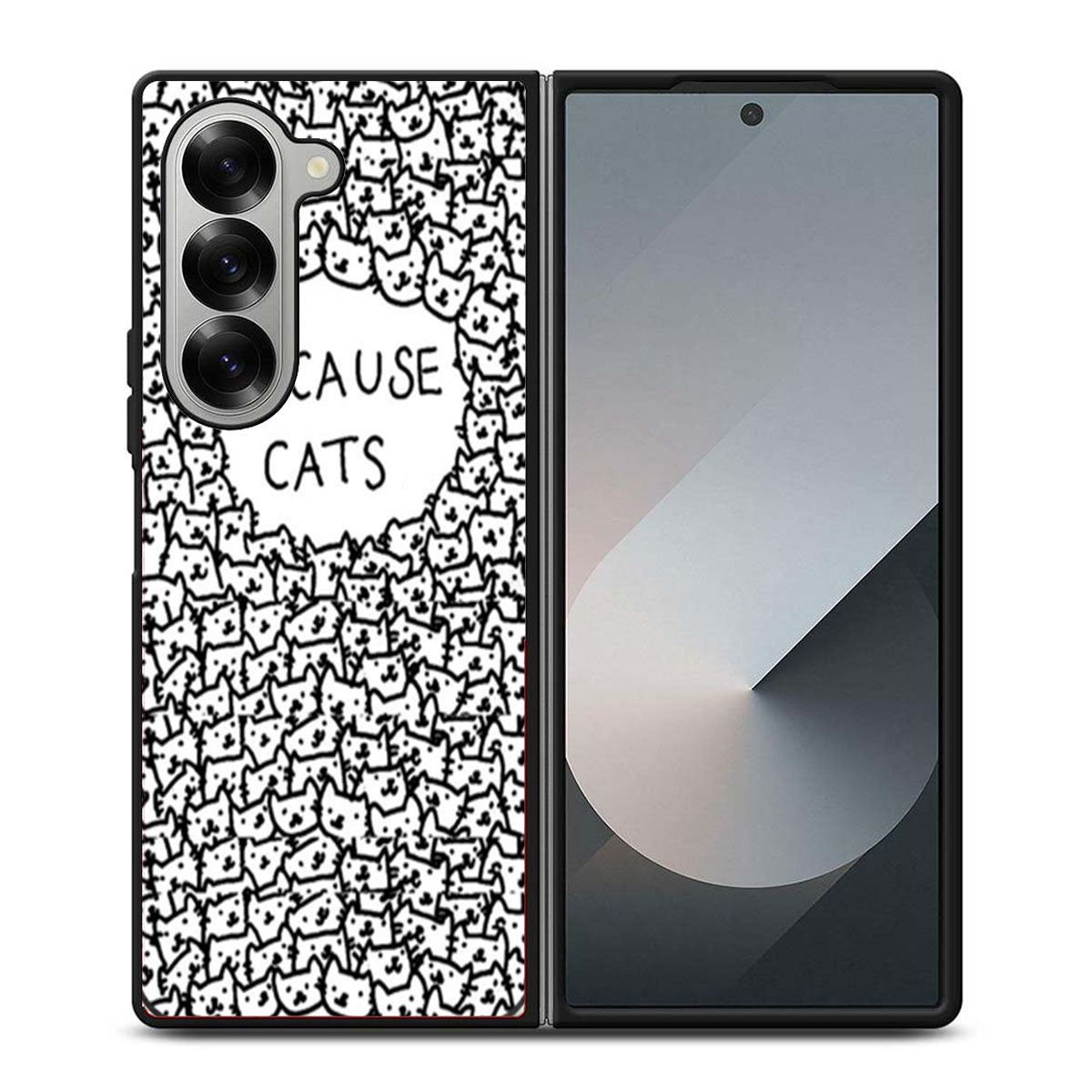 Because Cats Black and White Samsung Z Fold 6 Case