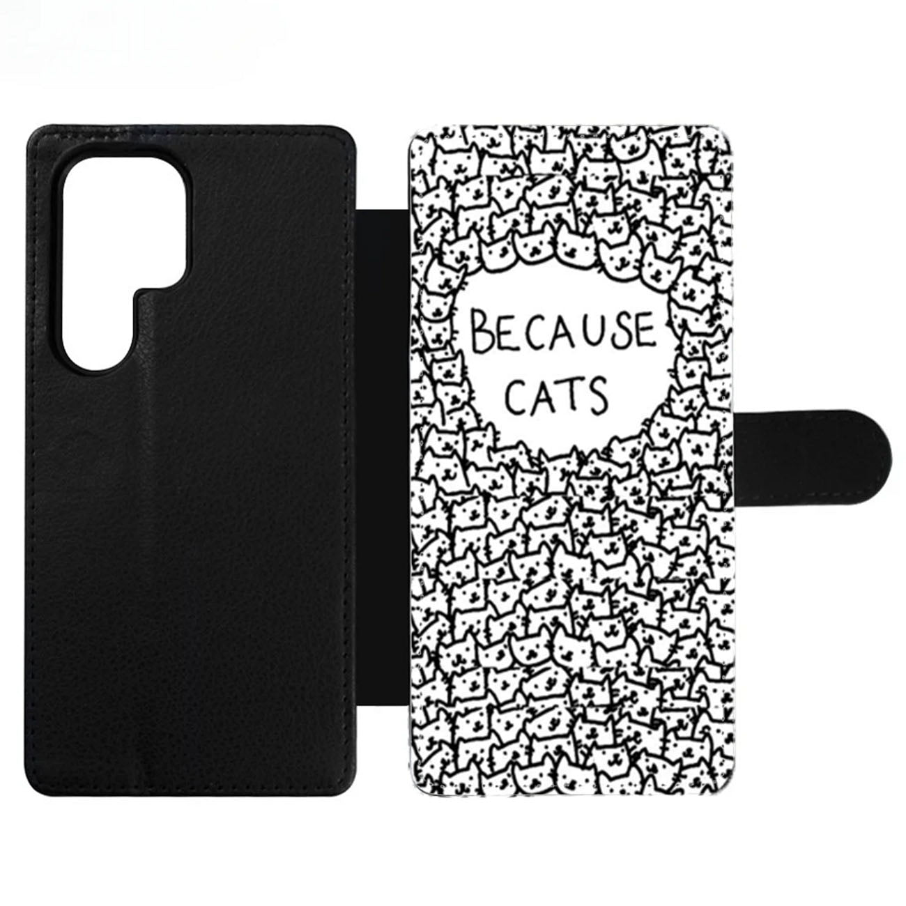 Because Cats Black and White Wallet Samsung Case