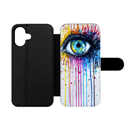 Big Eye Watercolor Wallet iPhone Case