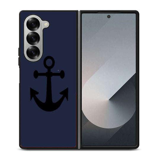 Black Anchor On Blue Word Quote Samsung Z Fold 6 Case