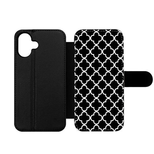 Black And White Quatrefoil Pattern Wallet iPhone Case