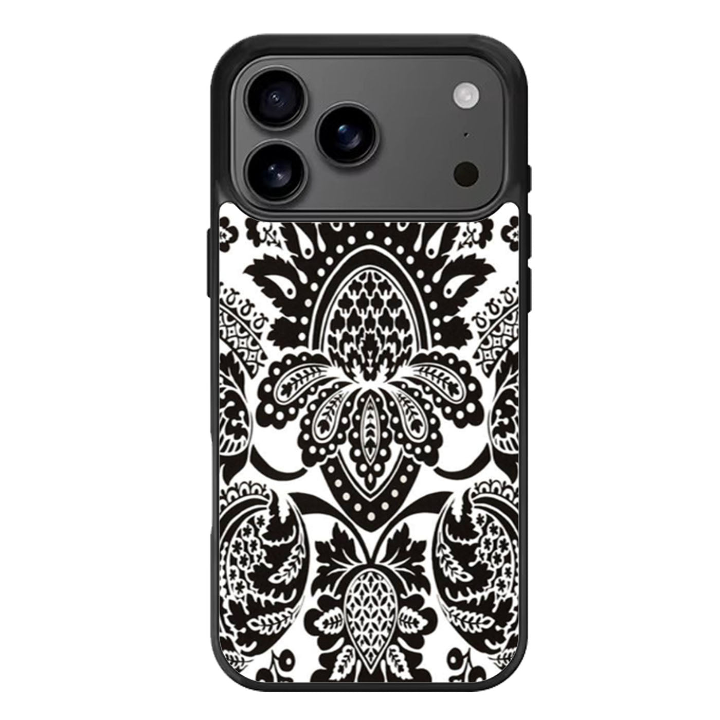 Black Damask Pattern iPhone 17 Pro Max Case