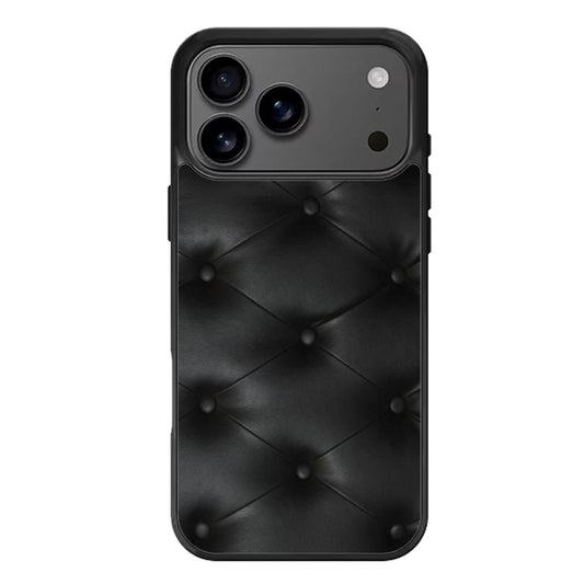 Black Leather Buttoned pattern printed iPhone 17 Pro Max Case