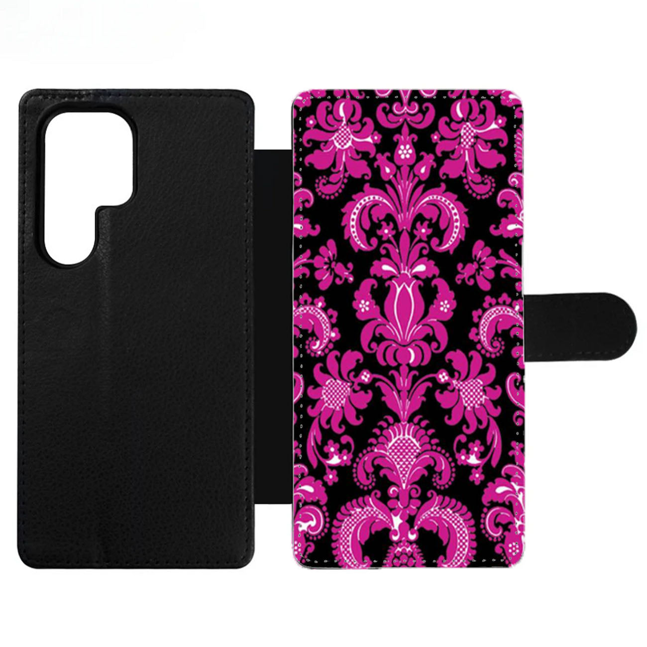 Black Pink Damask Pattern Wallet Samsung Case