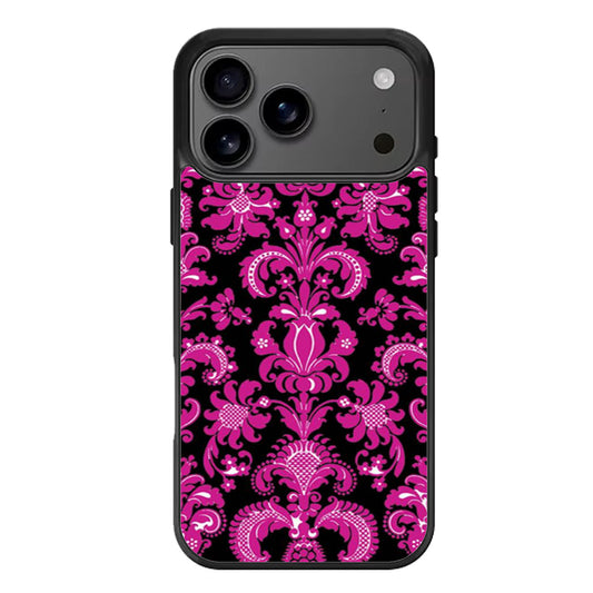 Black Pink Damask Pattern iPhone 17 Pro Max Case