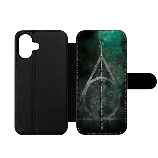 Black Wood Deathly Hallow Wallet iPhone Case