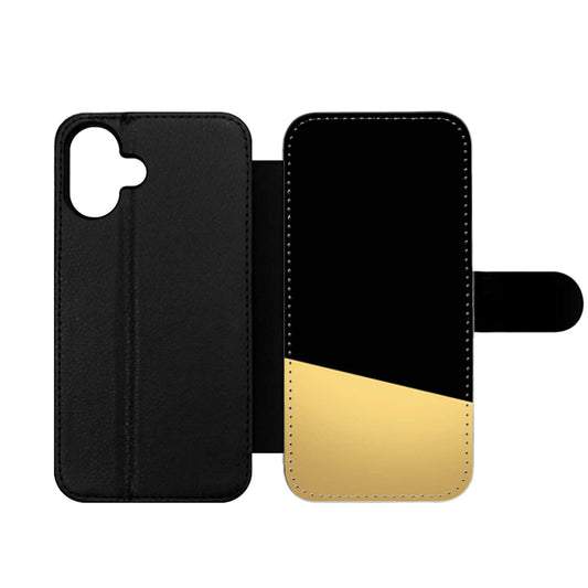Black and Gold Color Block Wallet iPhone Case