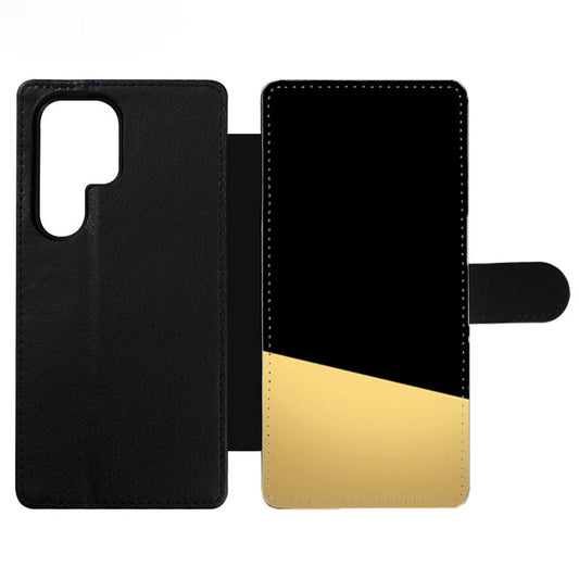Black and Gold Color Block Wallet Samsung Case