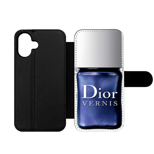 Blue Sapphire Faux Glitter Vernis Nail Wallet iPhone Case