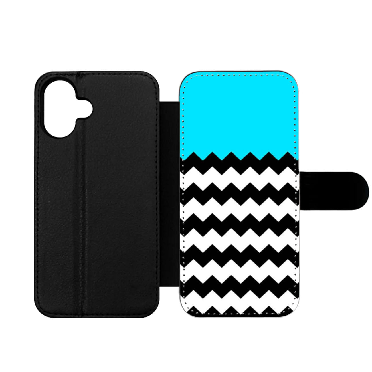 Blue Teal Chevron Wallet iPhone Case