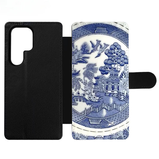 Blue Willow China Pattern Wallet Samsung Case