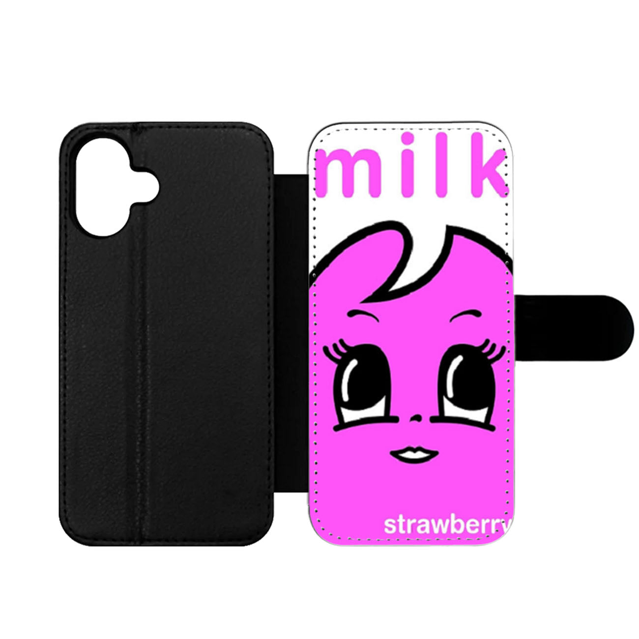 Blur Coffee TV Milk Carton Strawberry Wallet iPhone Case