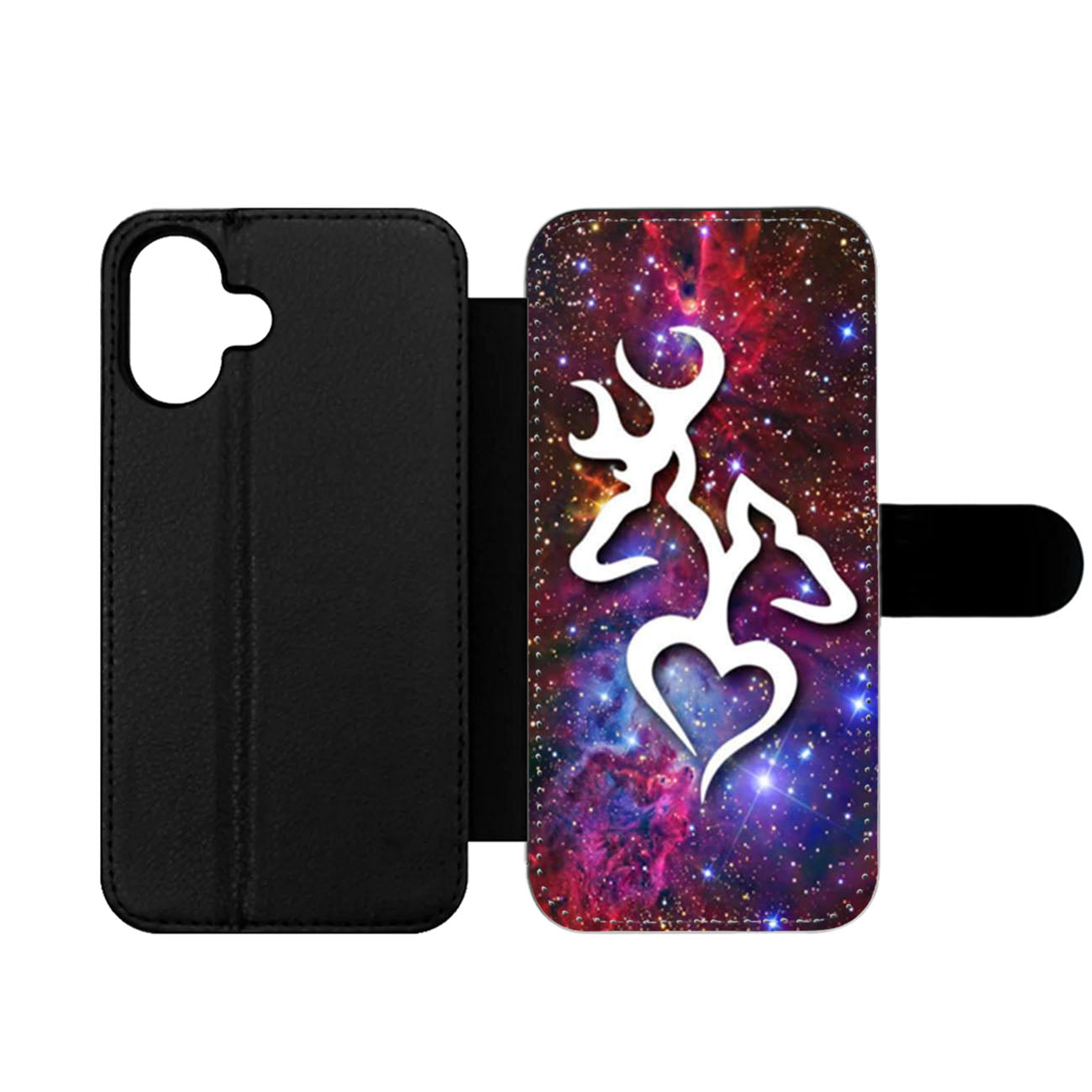 Browning Deer Love Galaxy Nebula Wallet iPhone Case