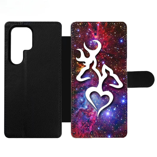Browning Deer Love Galaxy Nebula Wallet Samsung Case