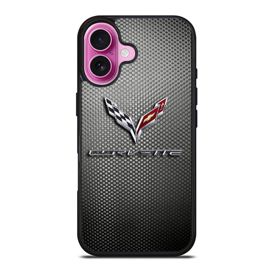 CORVETTE CHEVY LOGO CARBON iPhone Case Cover