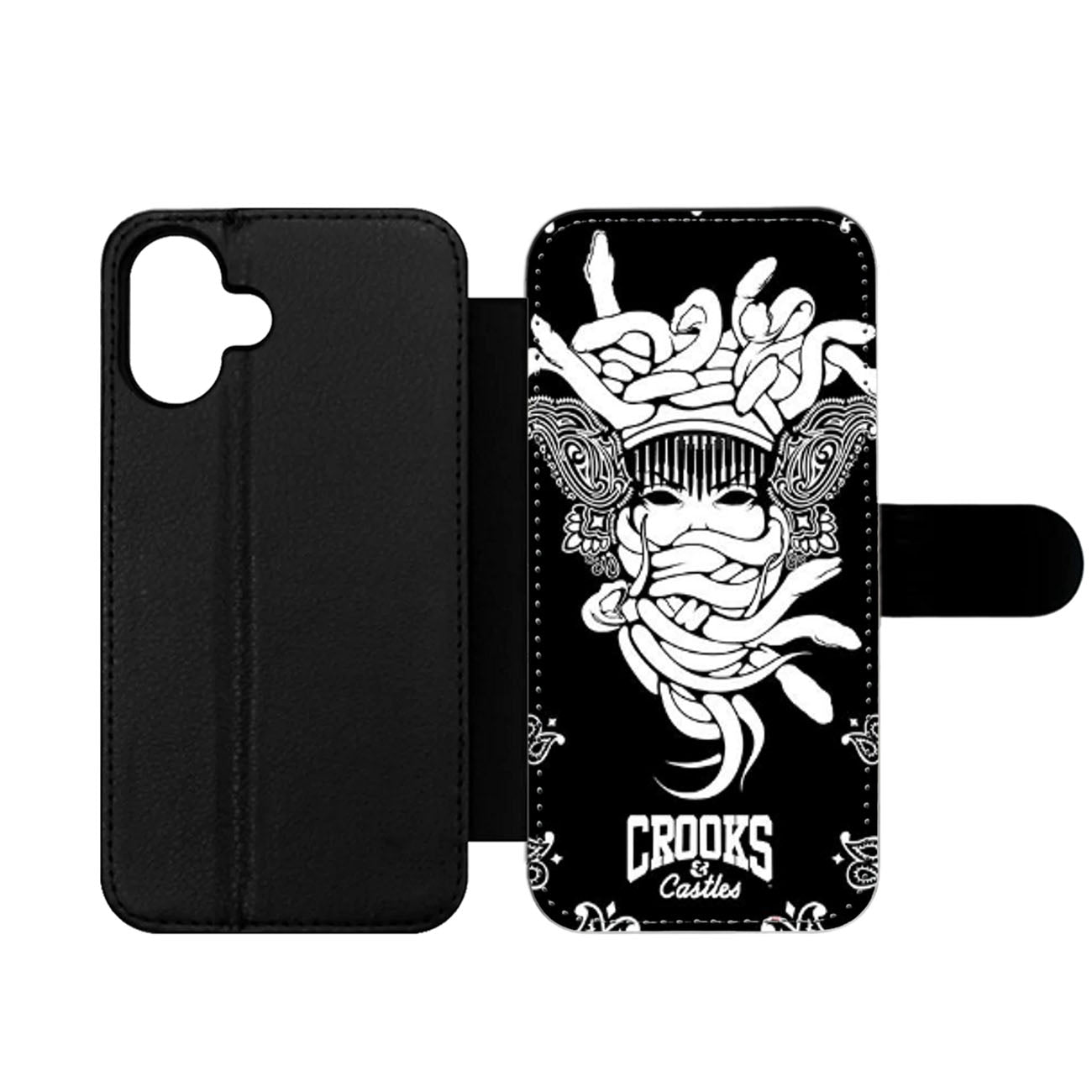 CROOKS AND CASTLES BLACK WHITE Wallet iPhone Case