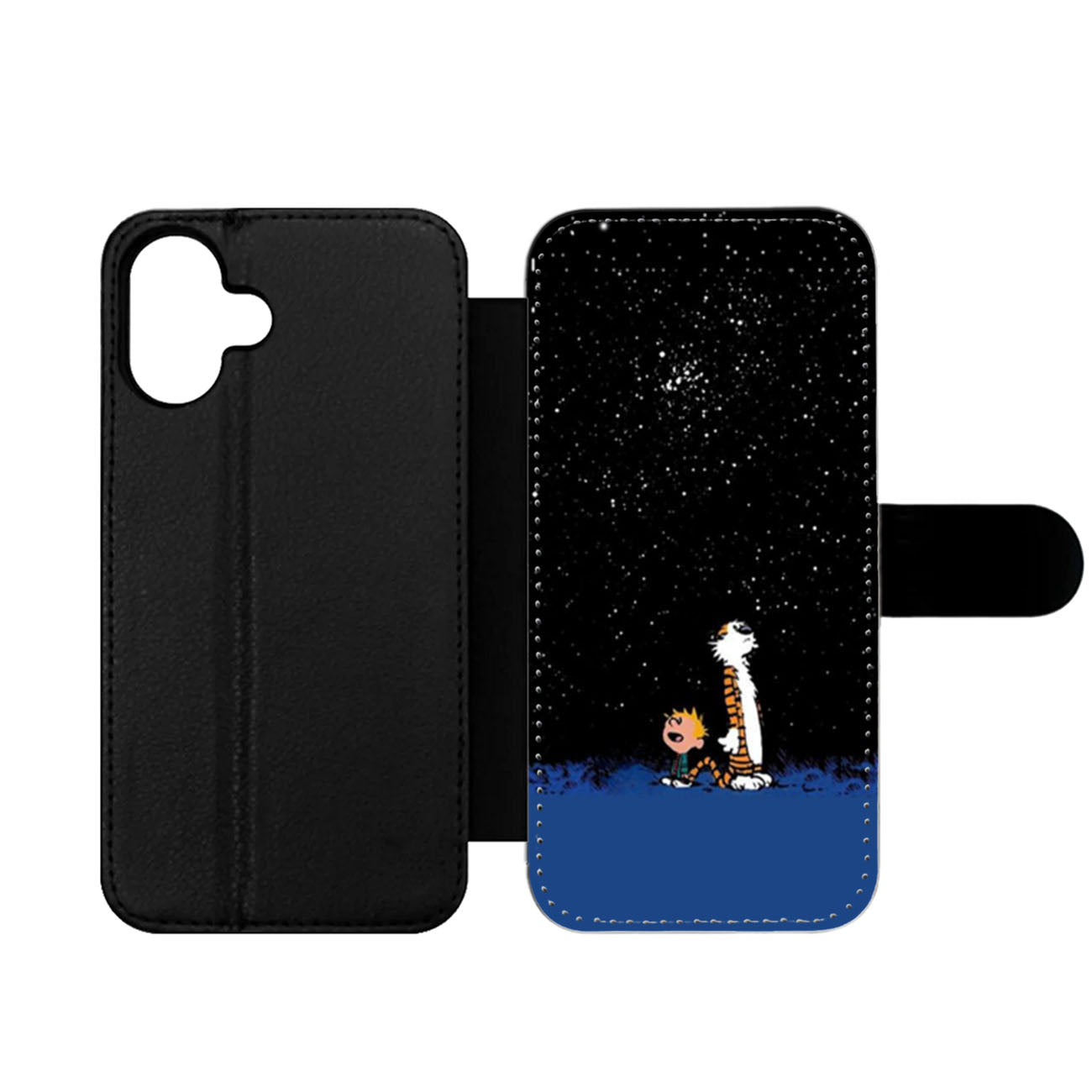 Calvin and Hobbes Starry Night Wallet iPhone Case