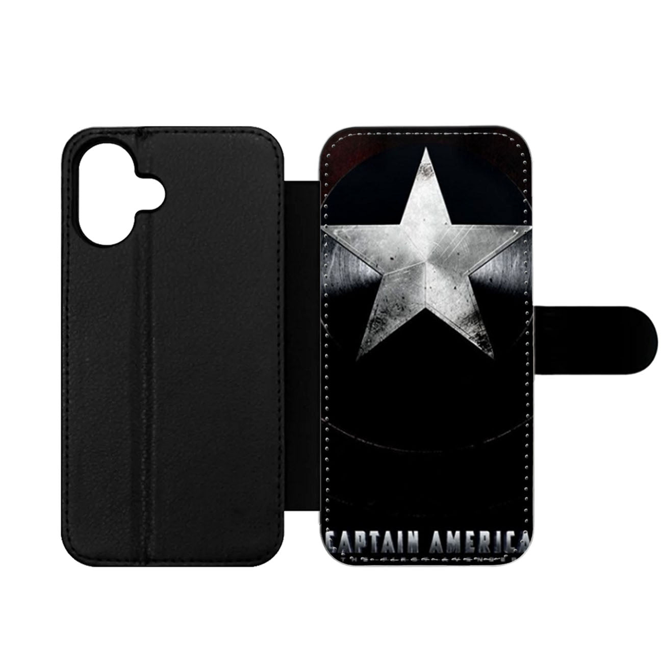 Captain America Shield Black Wallet iPhone Case