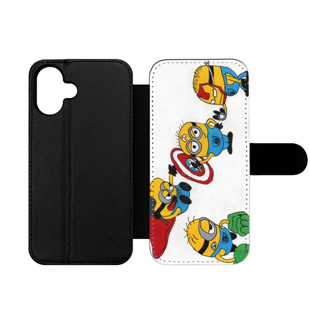 Cartoon Minions Avengers Wallet iPhone Case