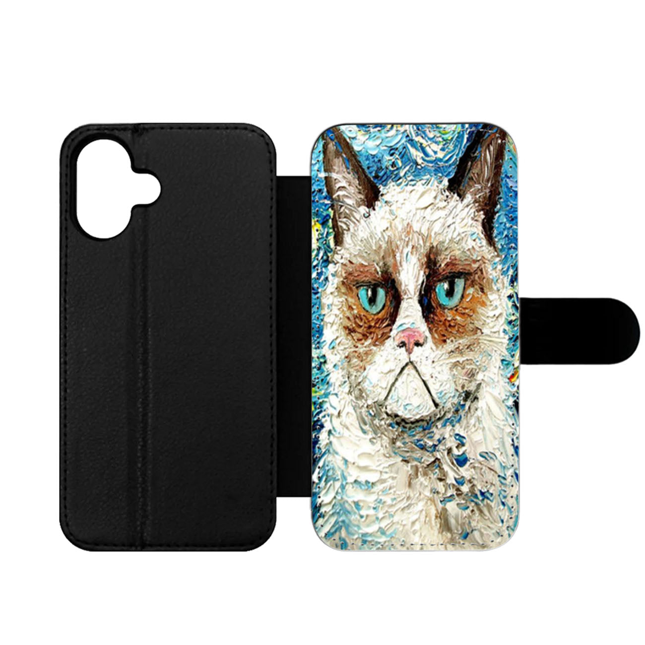 Cat Meets Starry Night Wallet iPhone Case