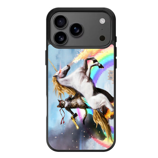 Cat Riding Unicorn Design iPhone 17 Pro Max Case