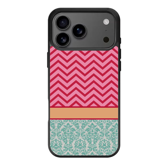 Chevron Damask Floral Pattern iPhone 17 Pro Max Case