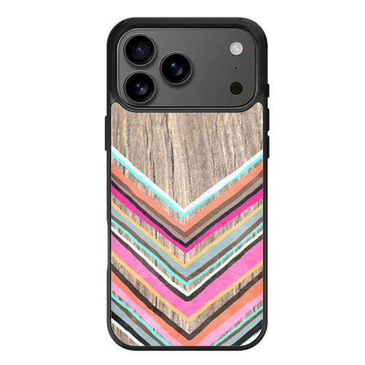 Chevron Geometric Wood Print iPhone 17 Pro Max Case