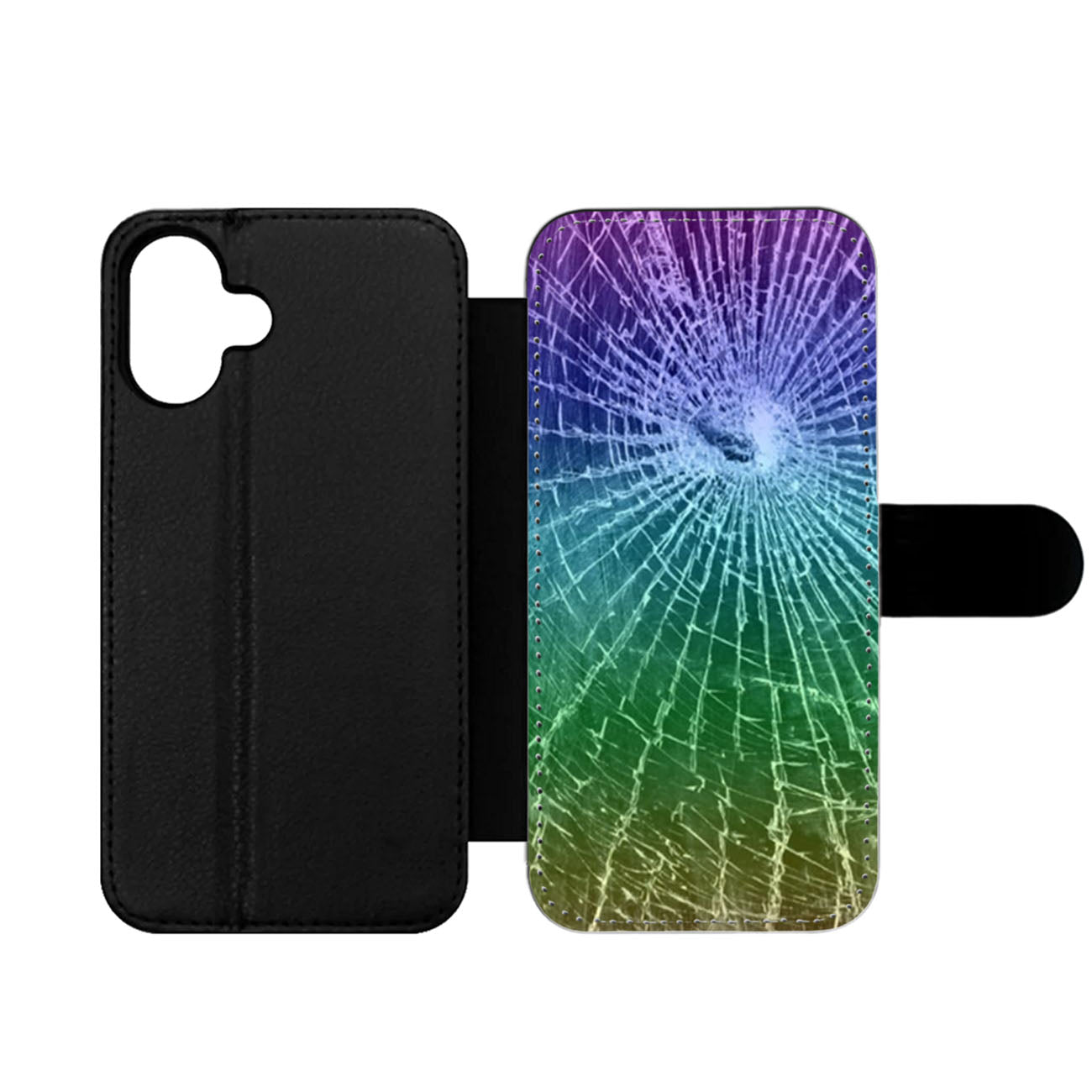 Colorful Cracked Screen Wallet iPhone Case
