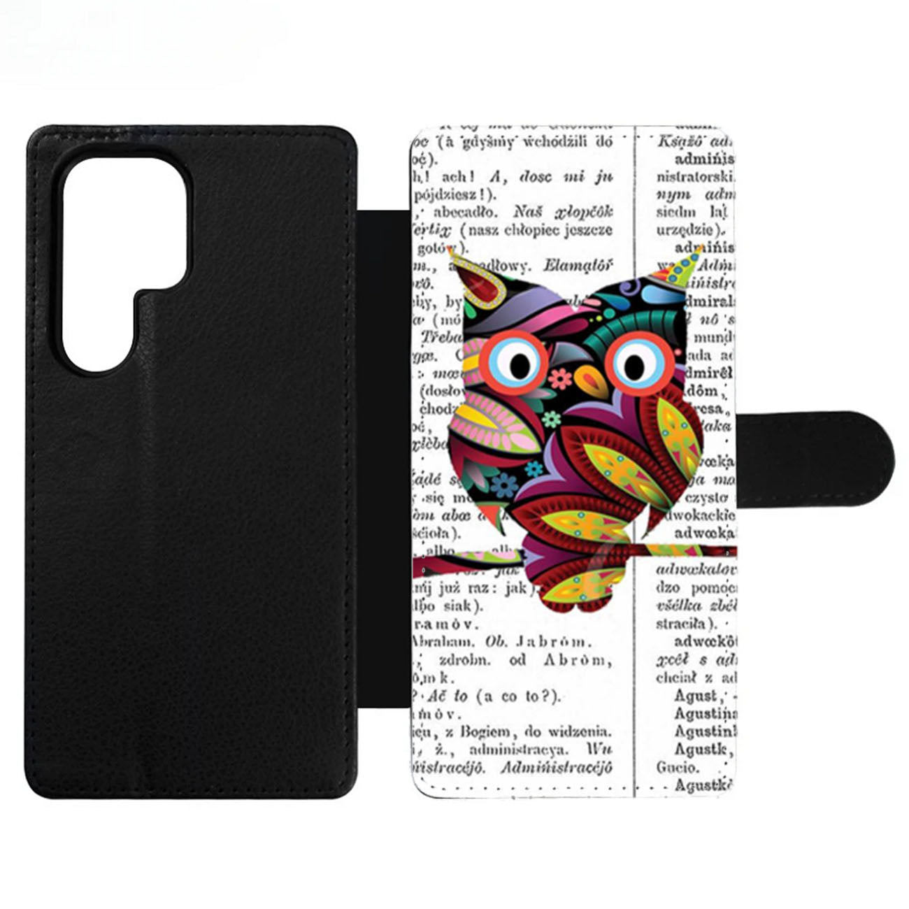 Colorful Owl Dictionary Art Wallet Samsung Case